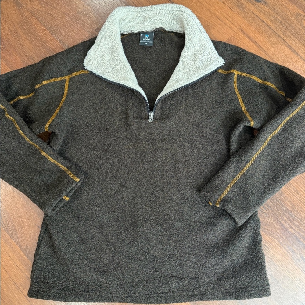 Kuhl Alfpaca Fleece Quarter Zip Pullover Sweater Jacket Womens Size M Brown